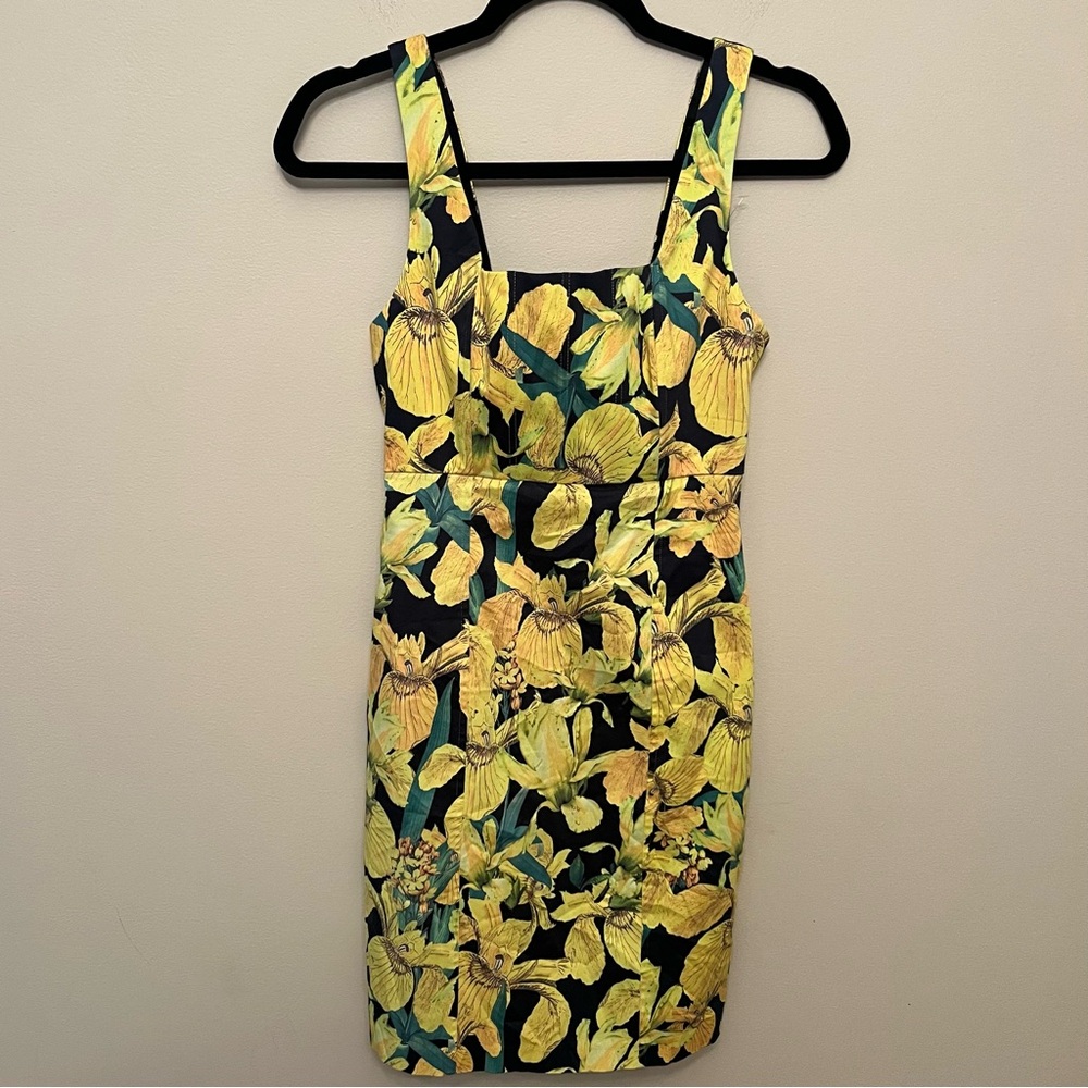 Alice + Olivia Yellow Black Floral Mini Dress Women’s Size 0 Sleeveless